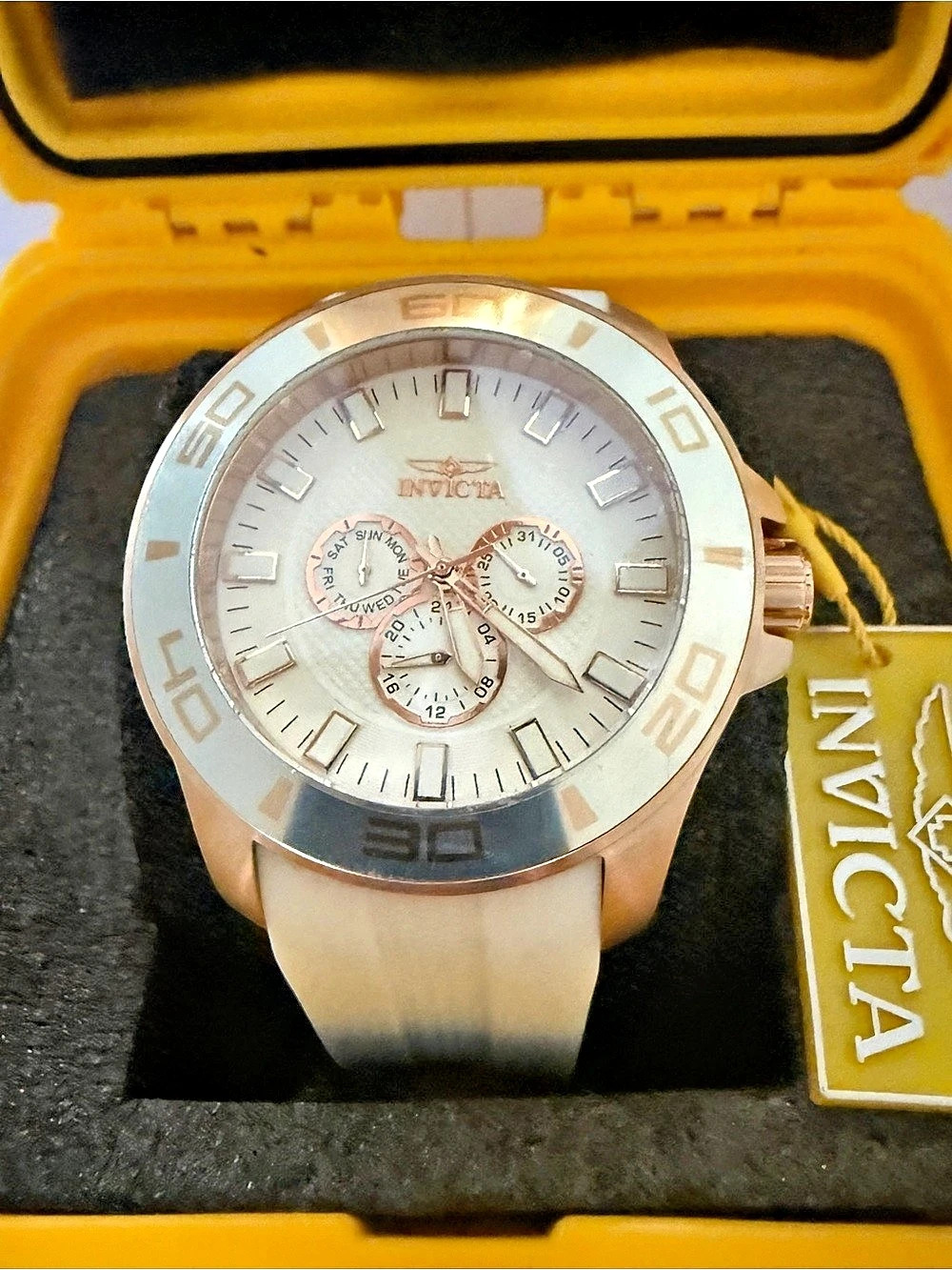 Invicta Pro Diver Impact Mens Rose Gold White Watch 50mm 30111 NWT